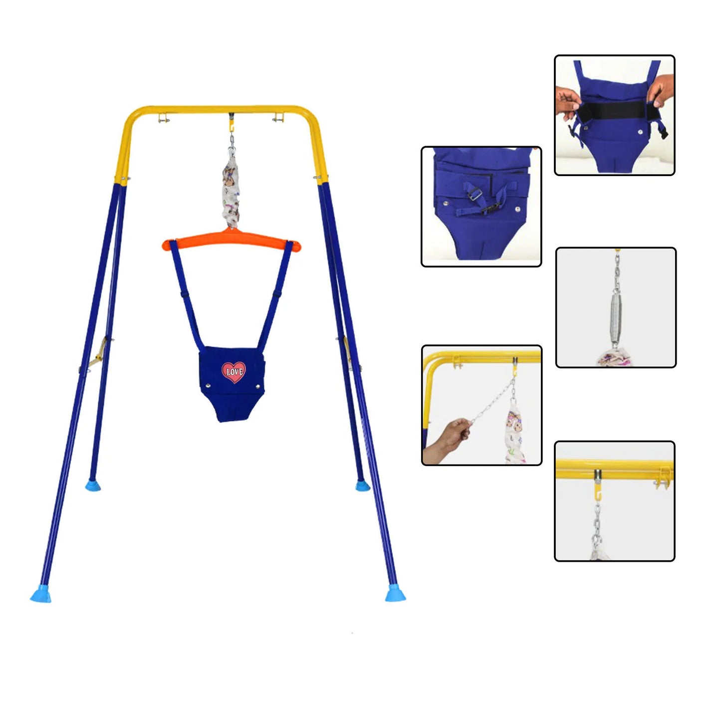 JumpJoy Baby Jumper- Adjustable Bouncer Seat with Safety Harness & Clamp